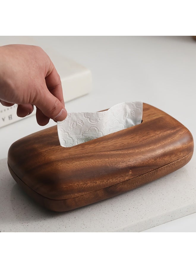 Fasola South American Walnut Wood Tissue Box, 1 Pack Wooden Tissue Holder Measuring 22x13x6cm, Solid Wood Napkin Dispenser with Magnetic Lid, Handcrafted Wood Box for Majlis Living Room and Office Decor, Luxury Home Gift (Natural Walnut Brown) - Image 3